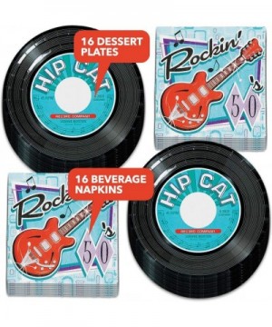 Record Themed Dessert Paper Plates and Rock & Roll Napkins- 50's Party Decorations (Serves 16) - Dessert Paper Plates and Roc...
