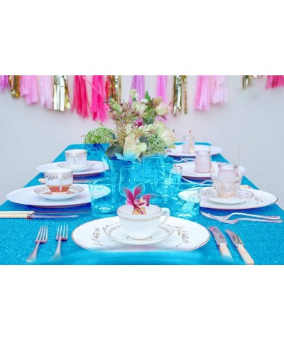 60x102Inch Rectangular Sequin Tablecloth Sparkly for Wedding Party Christmas Day Aqua Blue - Aqua Blue - CP18T70AGTT $15.37 T...