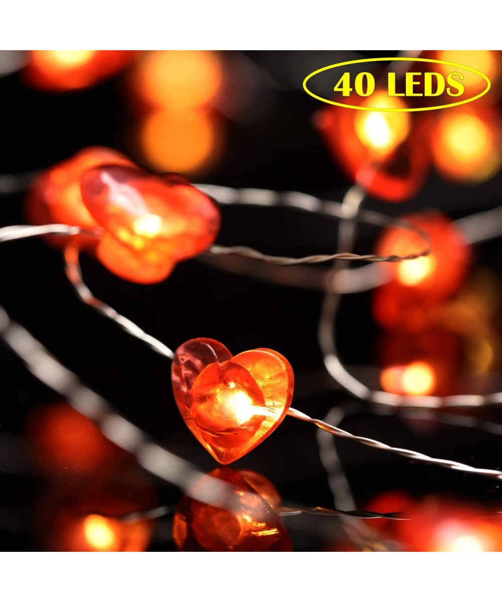 40 Valentine Heart String Lights red LED Heart Shape Lights with Remote Control and Battery Case 13.1 ft for Valentine Decora...