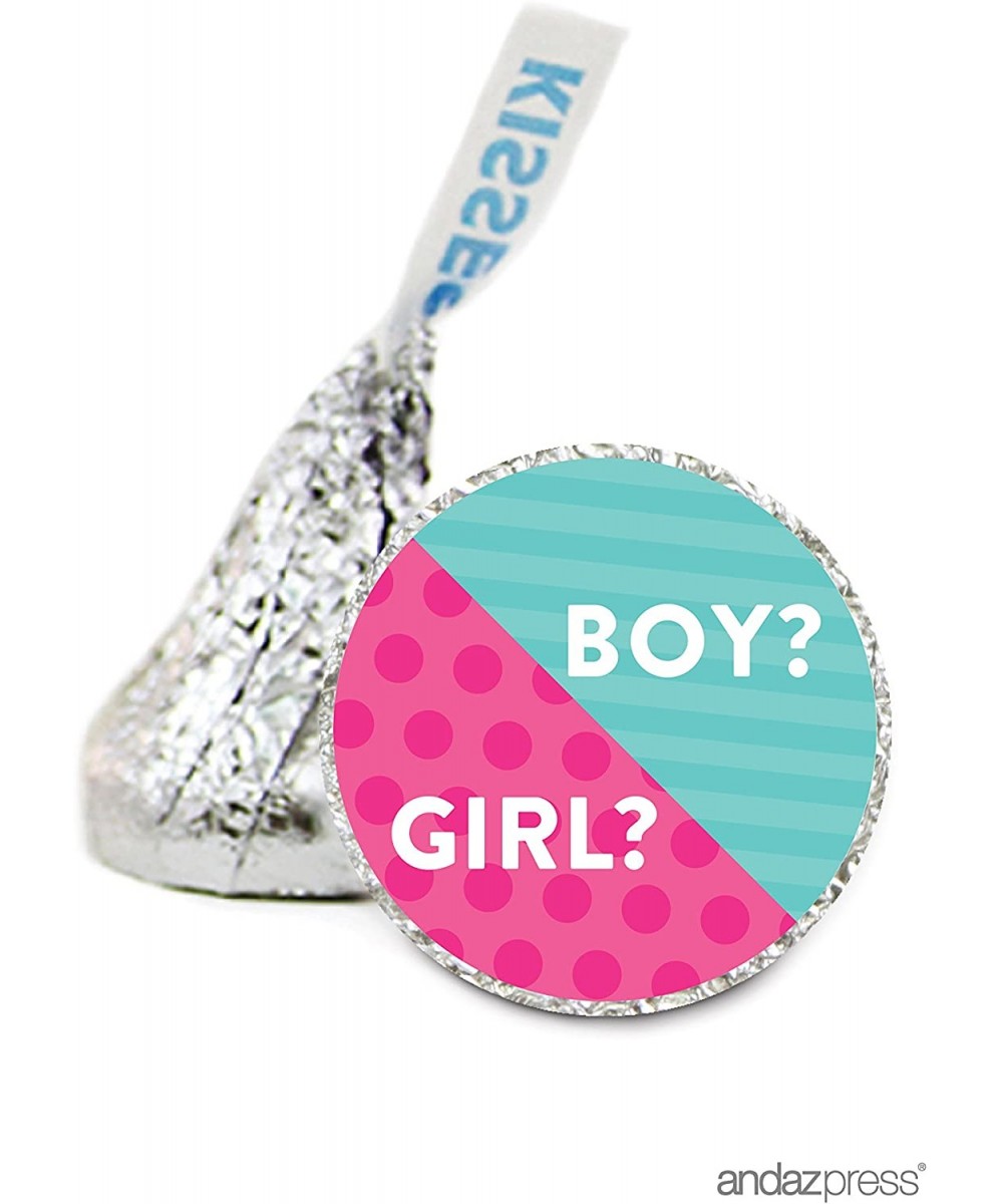 Chocolate Drop Labels Stickers Single- Baby Shower- Boy or Girl?- 216-Pack- For Gender Reveal Hershey's Kisses Party Favors- ...