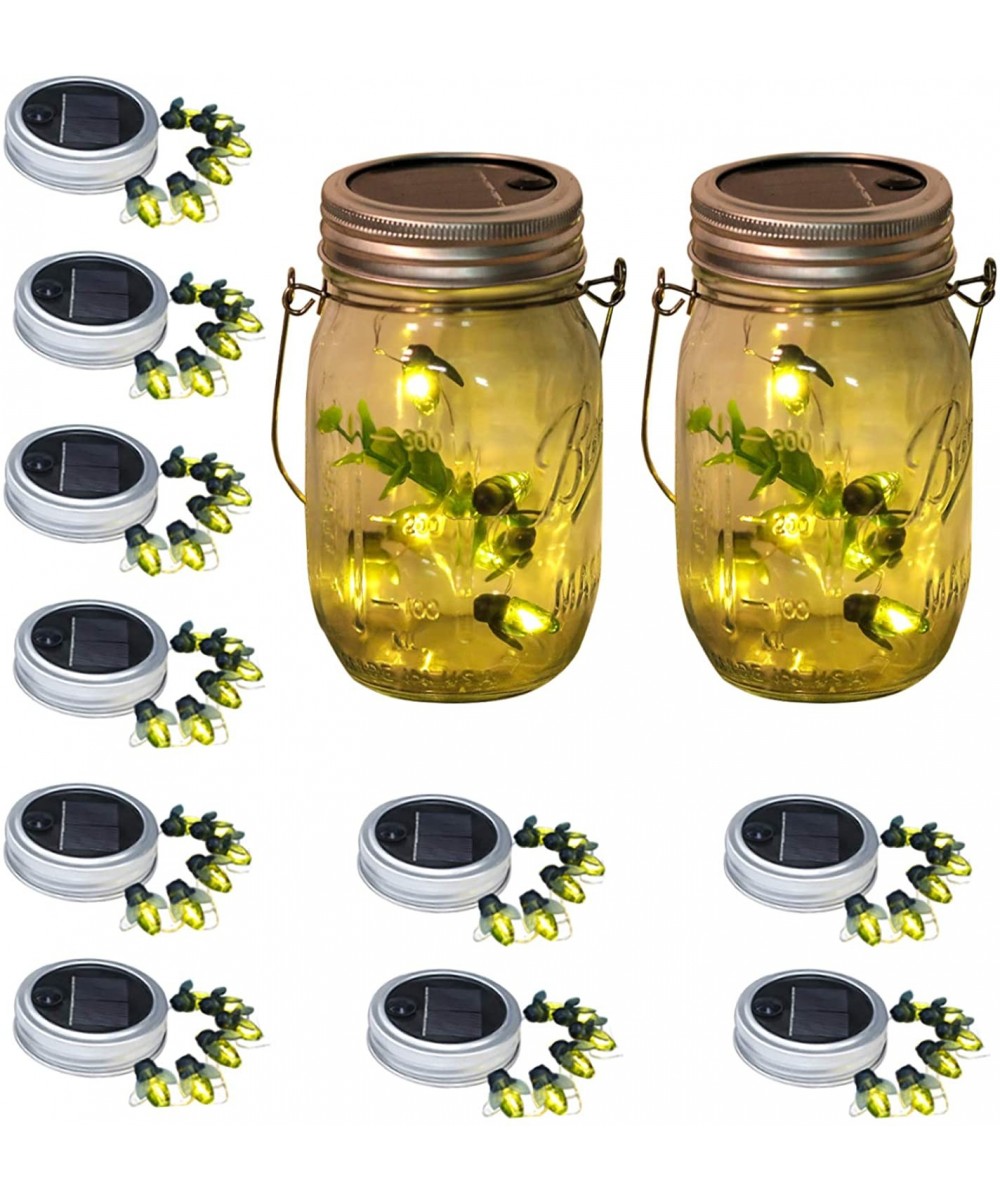 Upgraded Solar Mason Jar Lid Firefly Light Outdoor Waterproof Rustproof 10 Packs 6LED Firefly Mason jar Lights- Including 10 ...