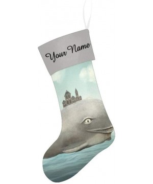 Personalized Christmas Stocking with Name Custom Whale Ocean House for Xmas Party Decoration Gift 17.52 x 7.87 Inch - Multi9 ...