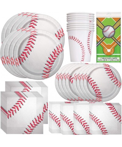 Baseball Party Bundle - Luncheon & Beverage Napkins- Dinner & Dessert Plates- Table Cover- Cups - Great for Interactive Sport...