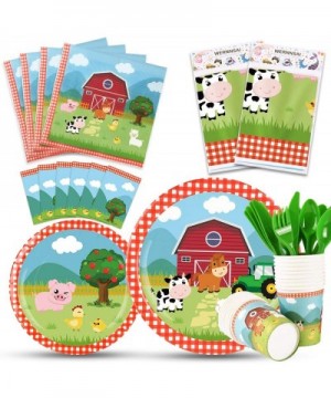 Farm Party Tableware Set - Barnyard Animal Themed Party Supplies for Kids Birthday Baby Shower Disposable Tablecloth Plates C...