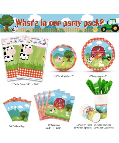 Farm Party Tableware Set - Barnyard Animal Themed Party Supplies for Kids Birthday Baby Shower Disposable Tablecloth Plates C...