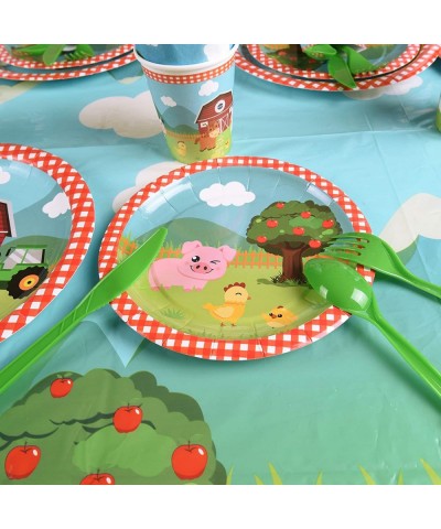 Farm Party Tableware Set - Barnyard Animal Themed Party Supplies for Kids Birthday Baby Shower Disposable Tablecloth Plates C...