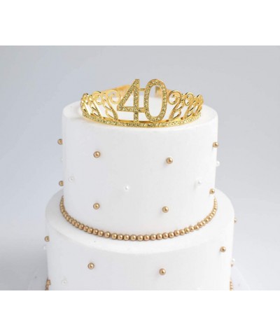 40th Birthday Gold Tiara and Sash- Purple Satin Sash and Crystal Rhinestone Birthday Crown for Happy 40th Birthday Party Supp...