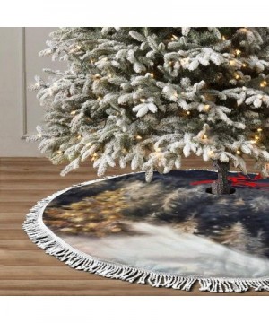 48 Inches Christmas Tree Skirt - Galaxy Tree Thick Double Layers Tree Skirts with Fringe Trim - Halloween Party Holiday Decor...