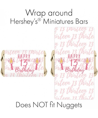 Girls 13th Birthday Party Mini Candy Bar Wrappers- Pink and Gold - 45 Stickers - Pink and Gold - CF186MRADTU $8.24 Favors