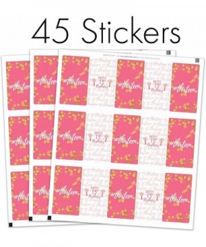 Girls 13th Birthday Party Mini Candy Bar Wrappers- Pink and Gold - 45 Stickers - Pink and Gold - CF186MRADTU $8.24 Favors