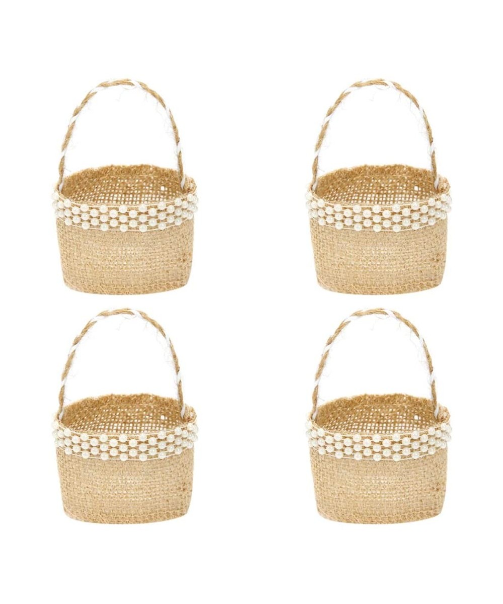 4Pcs Burlap Wedding Flower Girl Basket with Bowknot for Vintage Rustic Wedding Ceremony - Pearl - C018A9ZD8DD $6.86 Ceremony ...