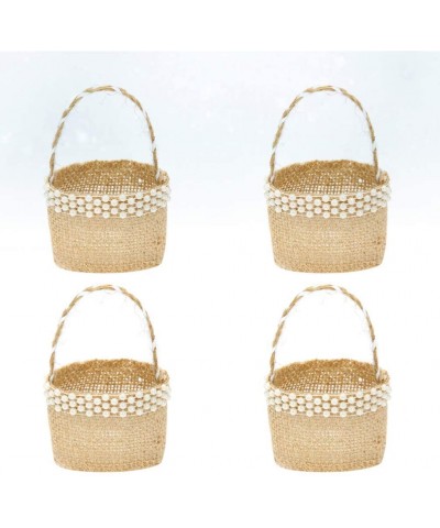 4Pcs Burlap Wedding Flower Girl Basket with Bowknot for Vintage Rustic Wedding Ceremony - Pearl - C018A9ZD8DD $6.86 Ceremony ...