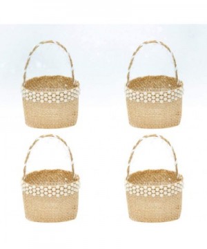 4Pcs Burlap Wedding Flower Girl Basket with Bowknot for Vintage Rustic Wedding Ceremony - Pearl - C018A9ZD8DD $6.86 Ceremony ...