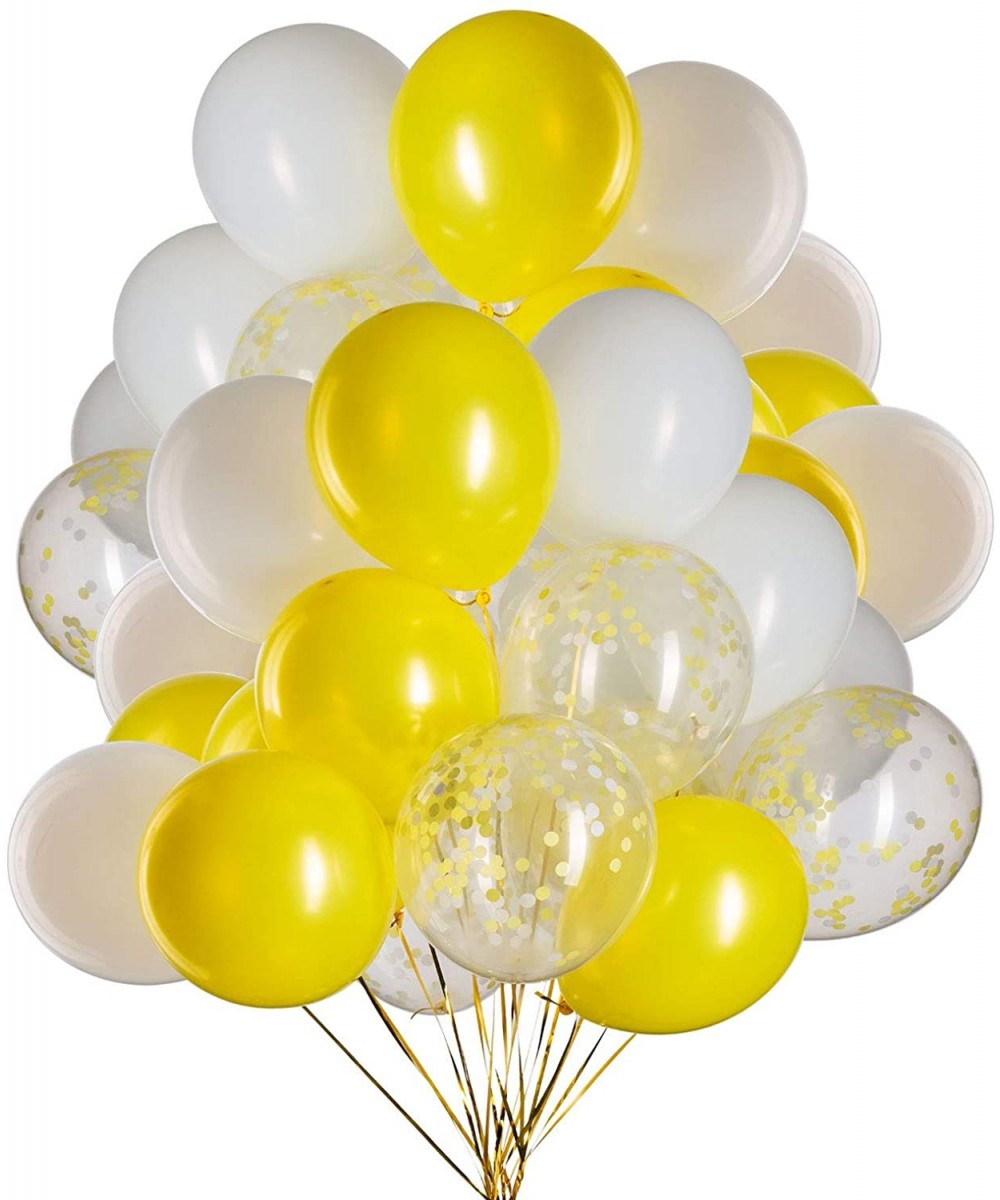 12 Inch Yellow and White Confetti Balloons Latex Helium Party Balloon Decorations-Pack of 50 - Yellow and White - CX1906S2CST...
