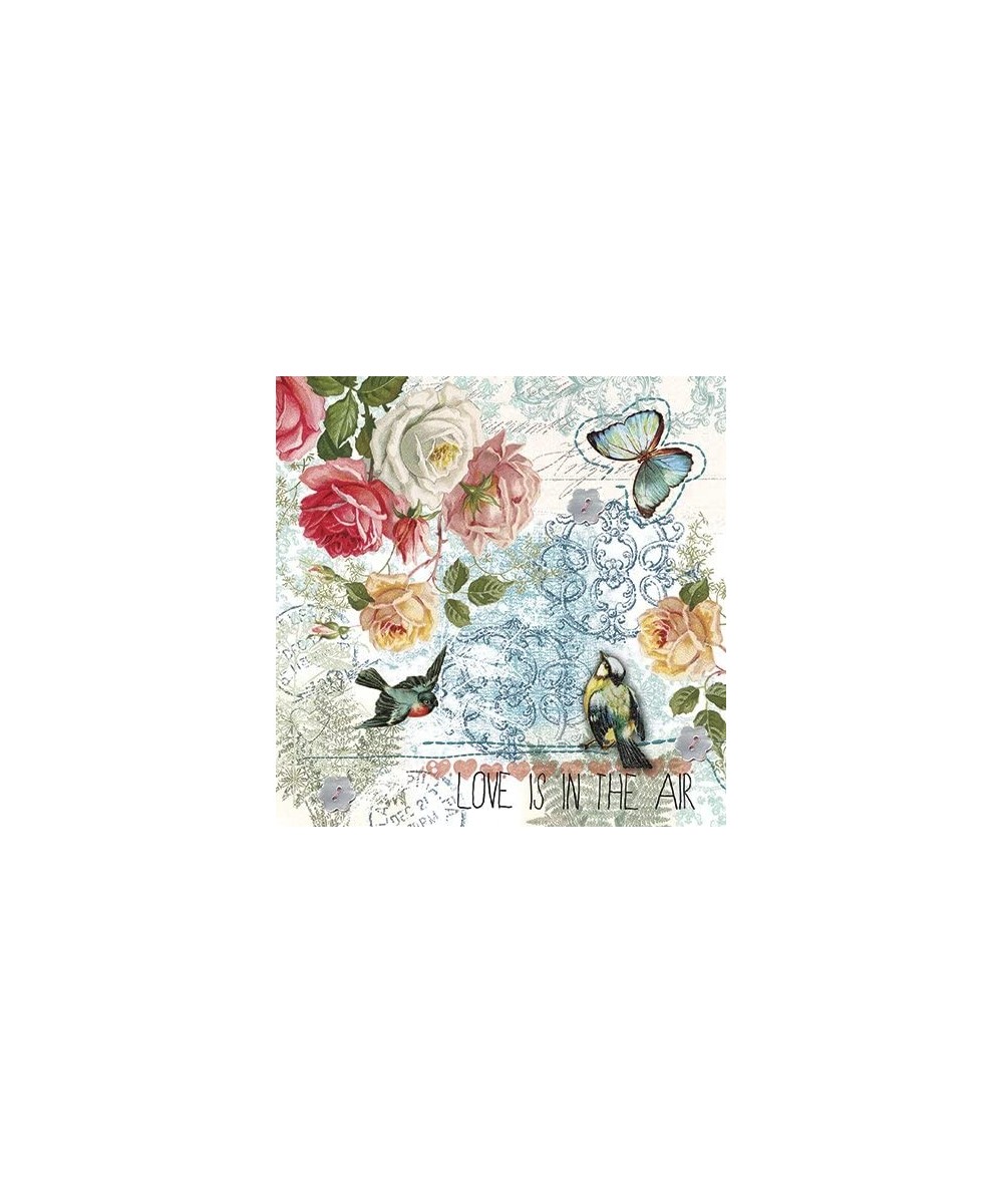 Paper Luncheon Napkins 2 X 20pcs Love is in The Air Roses with Birds and Butterflies - C612DE1FM9H $10.12 Tableware