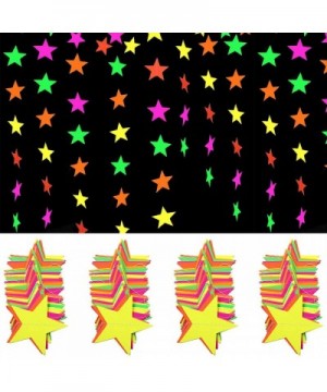 58ft/160 Pcs Neon Star Garland Black Light Hanging Decorations for Birthday Party- Black Light Reactive UV Glow Party- 2.8 In...