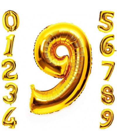 42 Inch Large Foil Helium Number Balloon Birthday Wedding Party 0-9 (Gold- 9) - Gold - CZ11OQYHL2N $6.07 Balloons