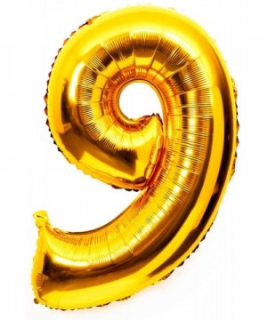 42 Inch Large Foil Helium Number Balloon Birthday Wedding Party 0-9 (Gold- 9) - Gold - CZ11OQYHL2N $6.07 Balloons