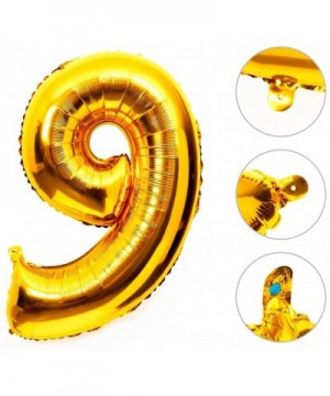 42 Inch Large Foil Helium Number Balloon Birthday Wedding Party 0-9 (Gold- 9) - Gold - CZ11OQYHL2N $6.07 Balloons