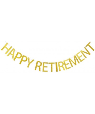 Happy Retirement Banner- Gold Glitter Letters Bunting- Retirement Party Decors - C618EQTG9NN $7.13 Banners & Garlands