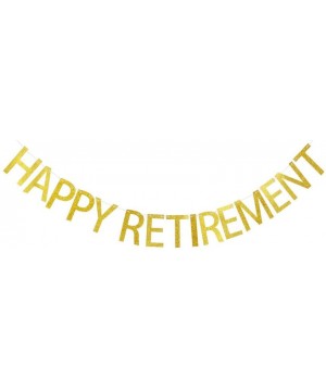 Happy Retirement Banner- Gold Glitter Letters Bunting- Retirement Party Decors - C618EQTG9NN $7.13 Banners & Garlands