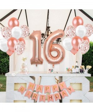 16th Birthday Decorations for Girls Sweet 16 Cake Topper and Satin Sash- Rose Gold Number 16 Balloons- Confetti Balloons and ...