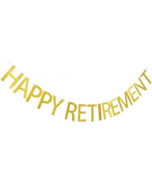 Happy Retirement Banner- Gold Glitter Letters Bunting- Retirement Party Decors - C618EQTG9NN $7.13 Banners & Garlands