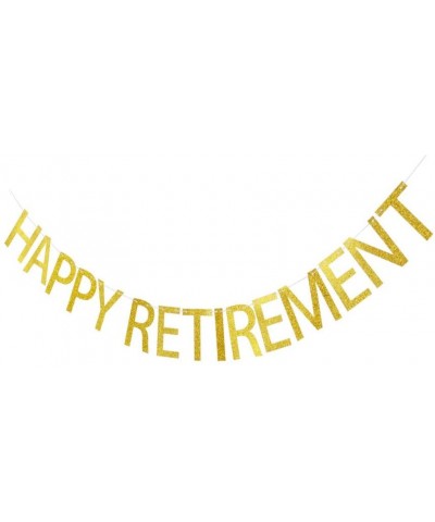 Happy Retirement Banner- Gold Glitter Letters Bunting- Retirement Party Decors - C618EQTG9NN $7.13 Banners & Garlands