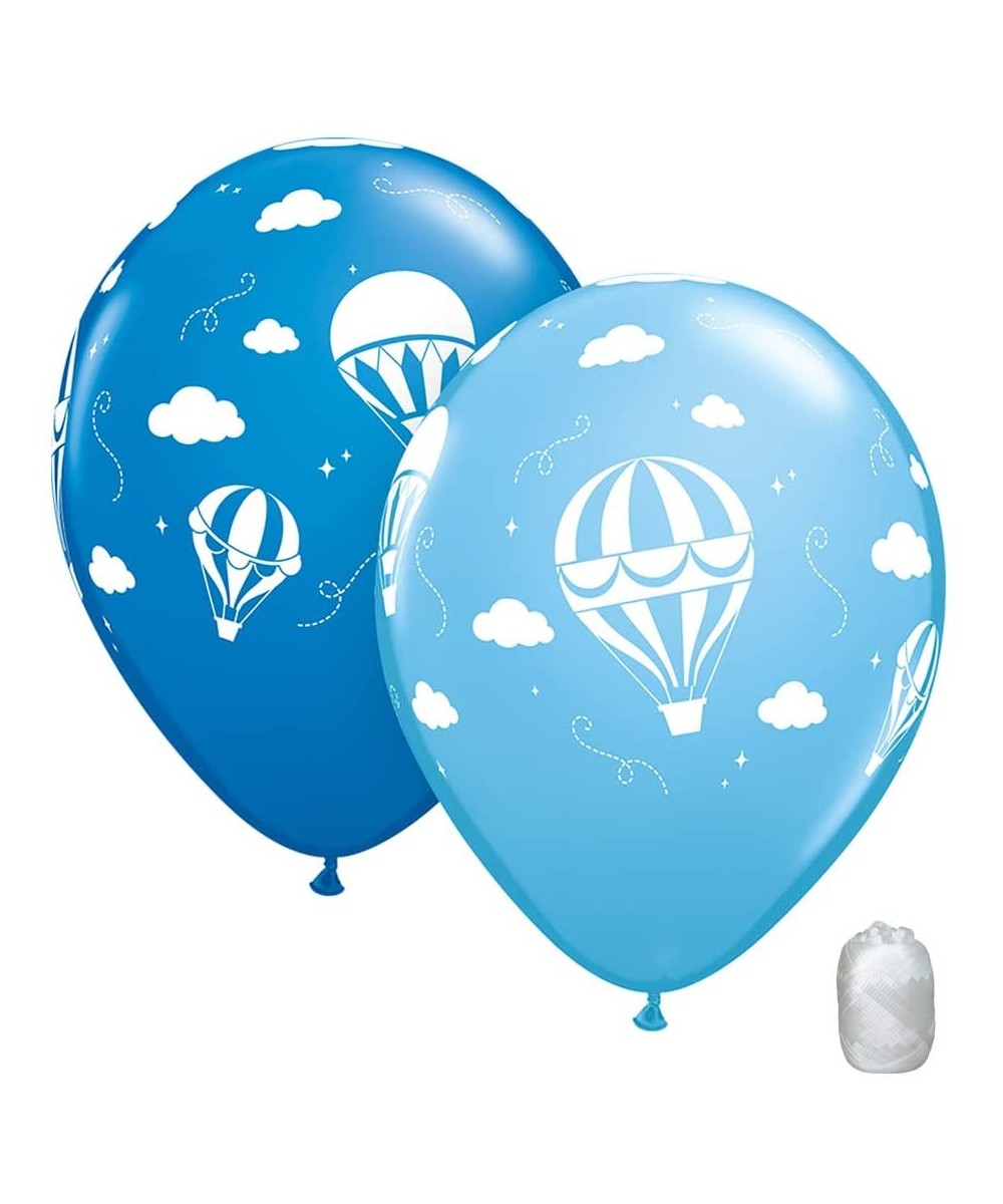 10 Pack 11" Hot Air Balloons Blue Latex Balloons with Matching Ribbons - CW18HUSMMRC $7.26 Balloons