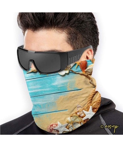 Face Mask Custom 3D Seamless Half Face Bandana Balaclava - Sand Shells On Wooden Board - Multi-Purpose Face Cover for Outdoor...