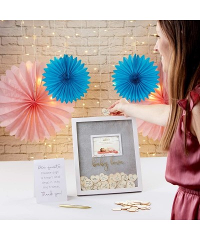 Baby Shower Guest Book Alternative- with 30 Blank Wooden Hearts- Traditional Guest Book- Picture Frame - CD18WYQD3IL $32.93 G...