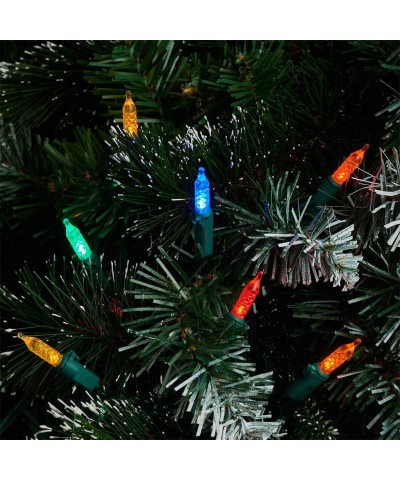 100 Multicolor Green Wire Christmas Light Set with Clear Mini Lights Decorations for Indoor Outdoor（End to End Connectable Up...