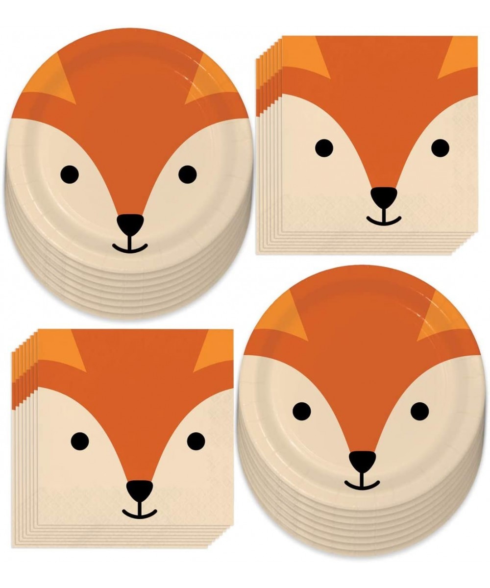 Fox Party Supplies - Woodland Animal Fox Face Paper Dessert Plates and Luncheon Napkins (Serves 16) - Woodland Animal Fox Fac...