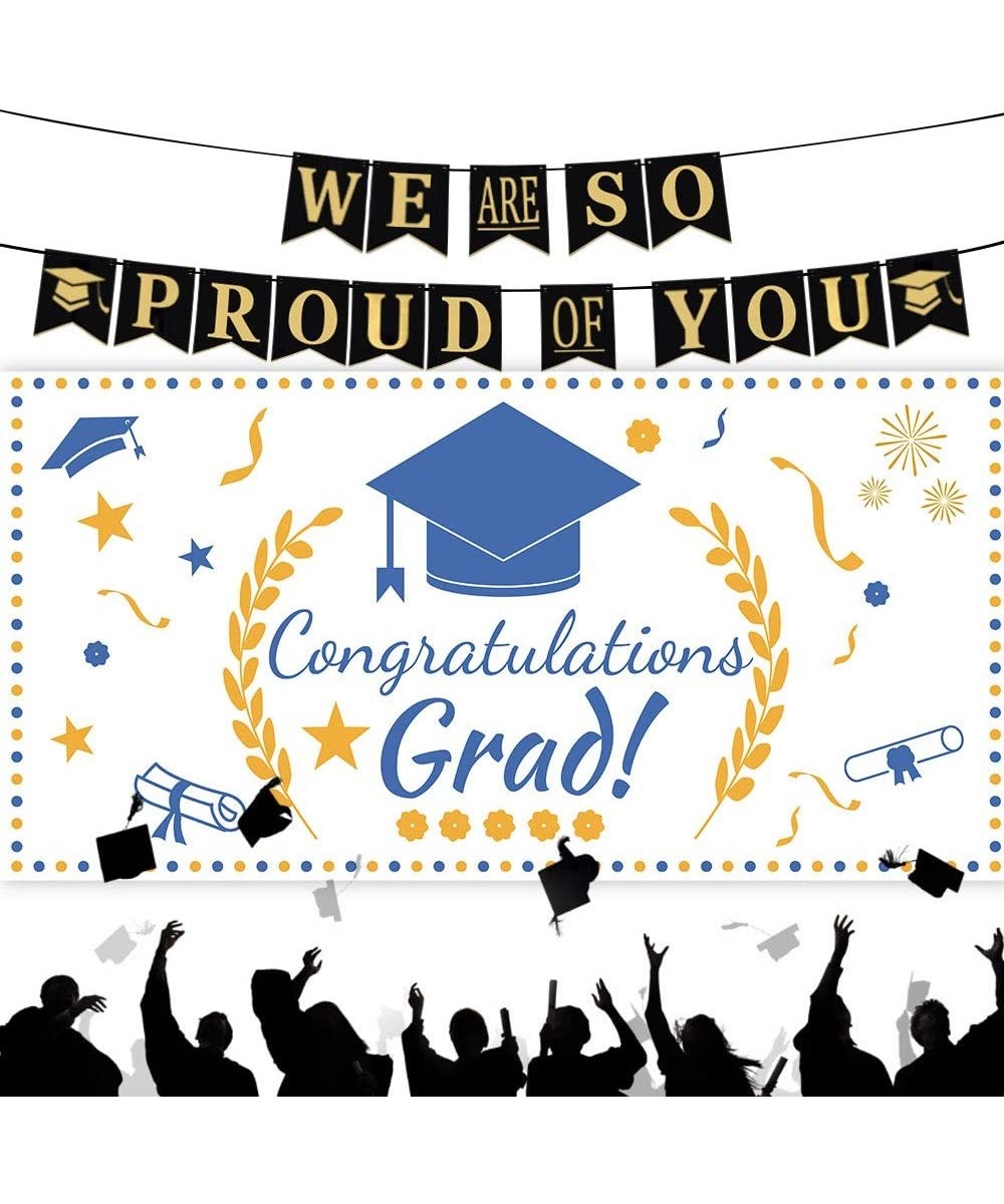 2020 Graduation Decorations Banner Graduation Party Supplies We are So Proud of You Banner Congratulations Grad Backdrop(Silv...