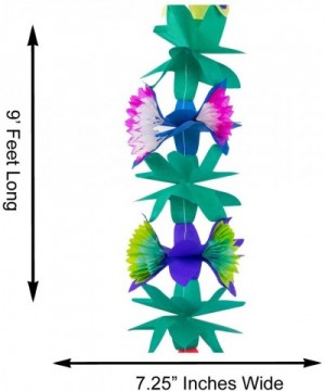 9 Foot Paper Garland Tropical Hibiscus Decorations- Multicolored Tissue Flower Leaves Banner for Luau Party- Birthday- Hawaii...