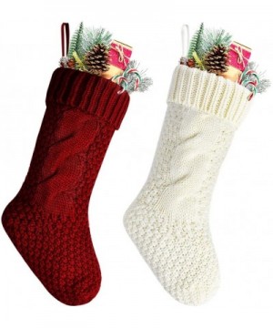 Unique Burgundy and Ivory White Knit Christmas Stockings 14" Pack of 2 - Burgundy and Ivory - C012NSF87GE $13.96 Stockings & ...