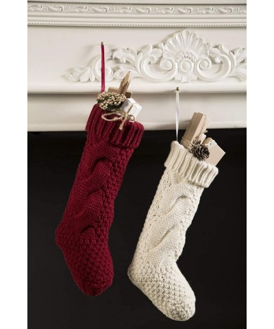 Unique Burgundy and Ivory White Knit Christmas Stockings 14" Pack of 2 - Burgundy and Ivory - C012NSF87GE $13.96 Stockings & ...