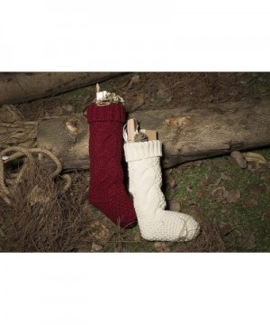 Unique Burgundy and Ivory White Knit Christmas Stockings 14" Pack of 2 - Burgundy and Ivory - C012NSF87GE $13.96 Stockings & ...