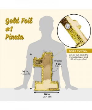 Large Number 1 Gold Foil Pinata- First Birthday Party Supplies- 16 x 10 x 3 Inches - C318LZ9585S $13.13 Piñatas