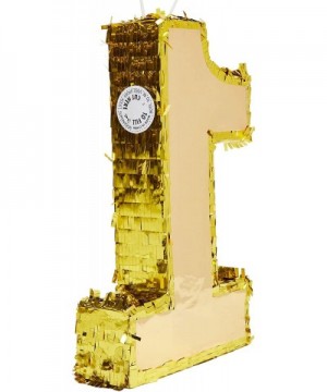 Large Number 1 Gold Foil Pinata- First Birthday Party Supplies- 16 x 10 x 3 Inches - C318LZ9585S $13.13 Piñatas