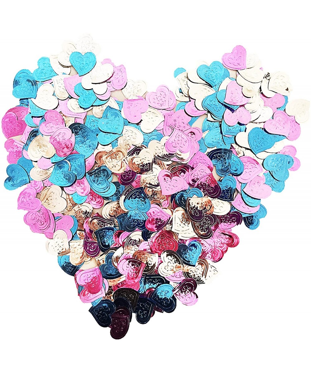 Metallic Foil Pink Silver and Sky Blue Heart Confetti (600+ Piece) - CW182ZXYQ2R $4.29 Confetti
