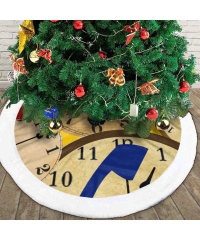 Clock with Red Lips Round Ornament Christmas Tree Skirt Indoor Outdoor Mat Xmas Party Holiday Decorations New Year Party Supp...