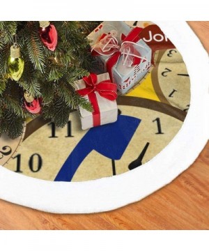 Clock with Red Lips Round Ornament Christmas Tree Skirt Indoor Outdoor Mat Xmas Party Holiday Decorations New Year Party Supp...