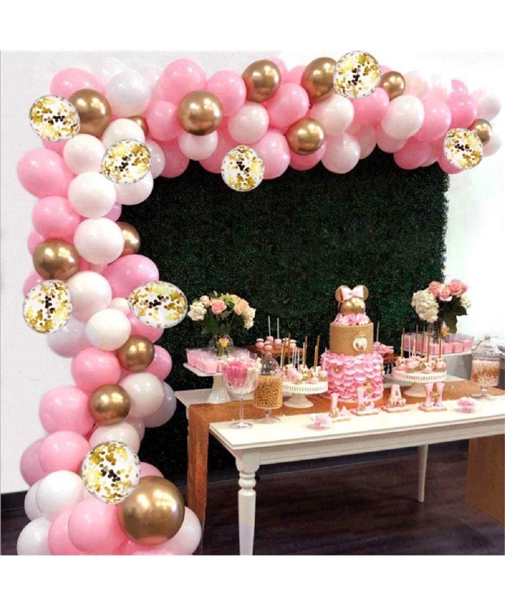 Pink White Gold and Gold confetti Balloon Arch Garland Kit - 124 Pieces Latex Balloons for Girl Birthday Baby Shower Wedding ...