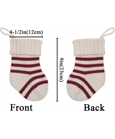 Christmas Mini Stockings- 12 Pack 9 inches Knit Knitted Stripe Rustic Holiday Decorations- Goodie Bags for Family Friends- Cr...