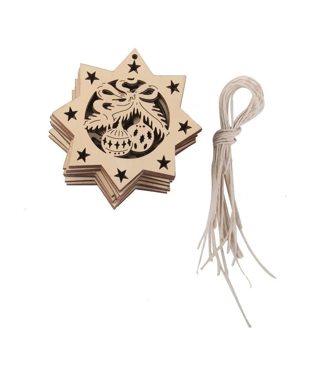 Snowflake Wood Embellishments Hanging Snowflakes for Craft Christmas Decoration Octagon Bells 10pcs - CC12NG980LQ $3.99 Ornam...