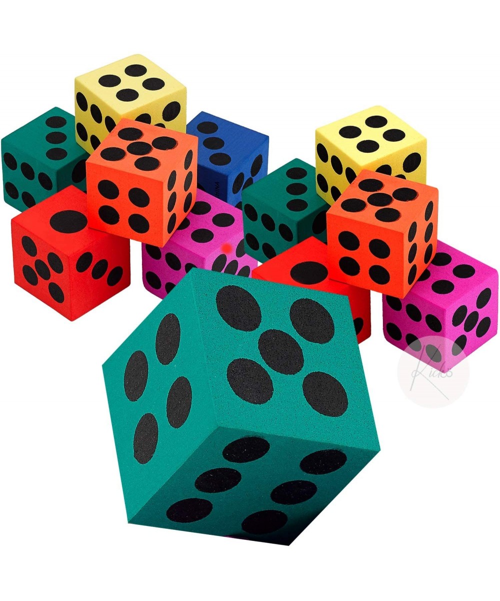 Big Foam Dice - Pack of 12-1.5 Inch Square- Assorted Colors - Playing Games - for Kids- Boys- and Girls - Party Favors- Bag S...