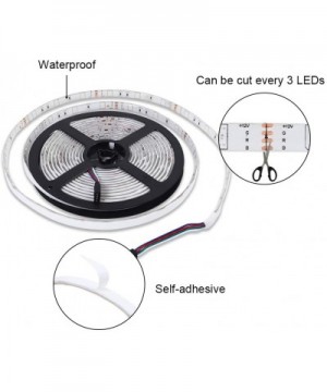 RGB LED Light Strips with RF Remote- 32.8ft- Waterproof IP65-SMD 5050-Dimmable LED Flexible Strip Light for Interior- living ...