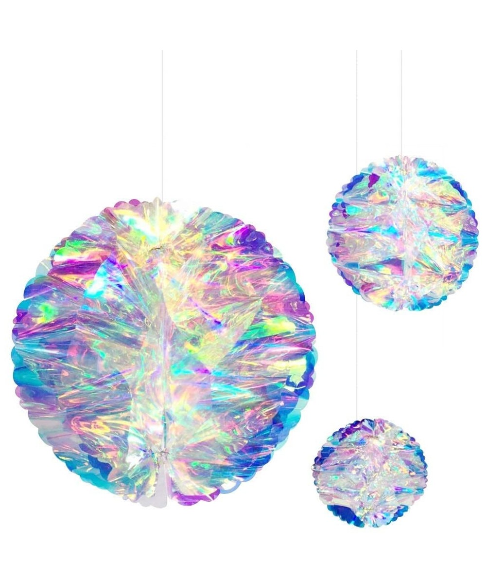 Hanging Decorations Iridescent Honeycomb Ball Foil Ceiling Hanging Flowers for Bridal Shower Wedding Birthday Frozen Theme Pa...