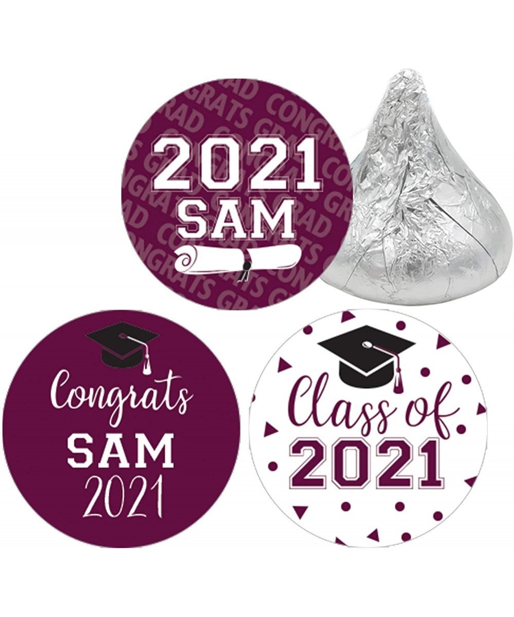 Personalized Graduation Party Favor Stickers - 180 Labels (Maroon) - Maroon - CQ1964GO4ZA $10.89 Favors